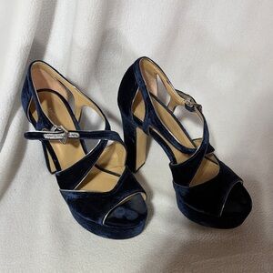 Michael Kors Dark Blue Velvet Heels